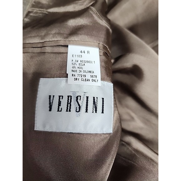 VERSINI Sport Coat Size 44R Silk Blend Blazer Shepherd's Check‎ Tan - Picture 6 of 13